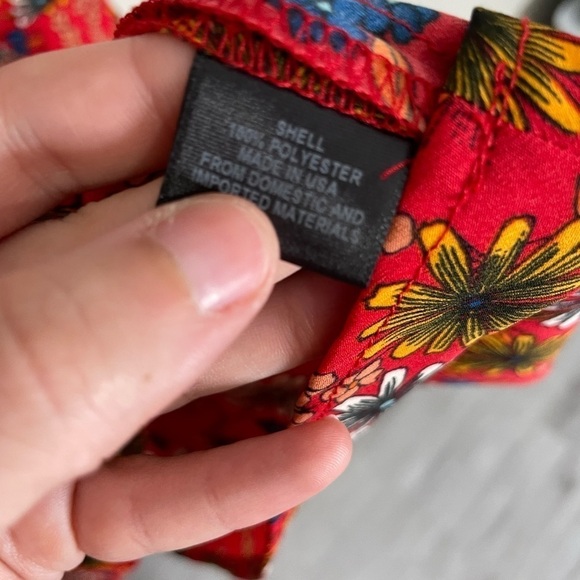 Wayf Red Daisy Floral Flute Flare Sleeve Boho Dress Tie Back Small - Picture 2 of 7